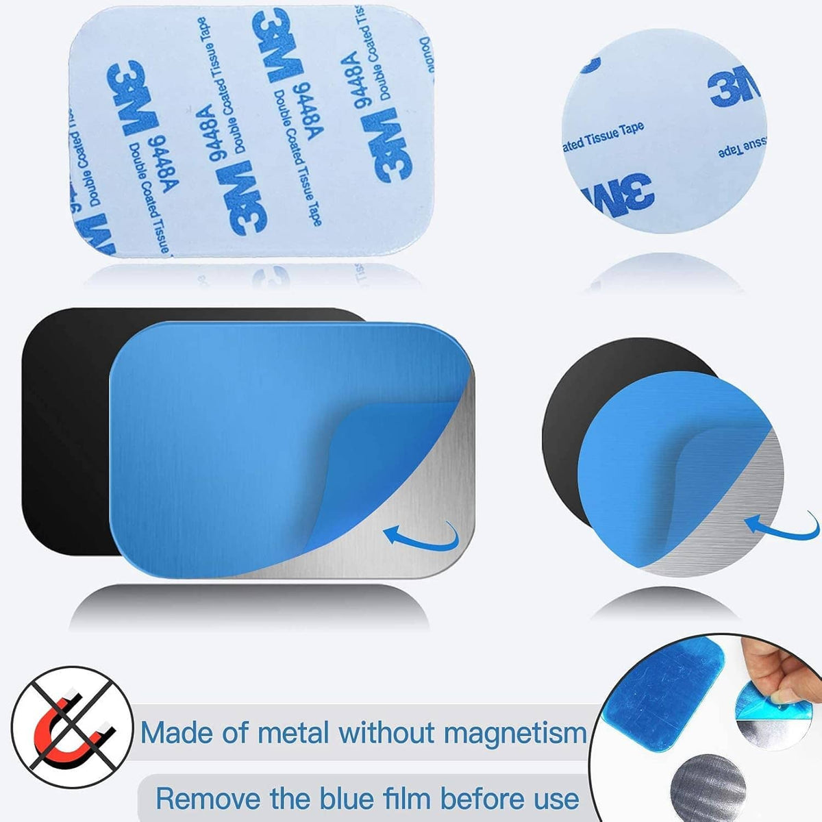 Adhesive pads with blue protective film for metal plate mounting