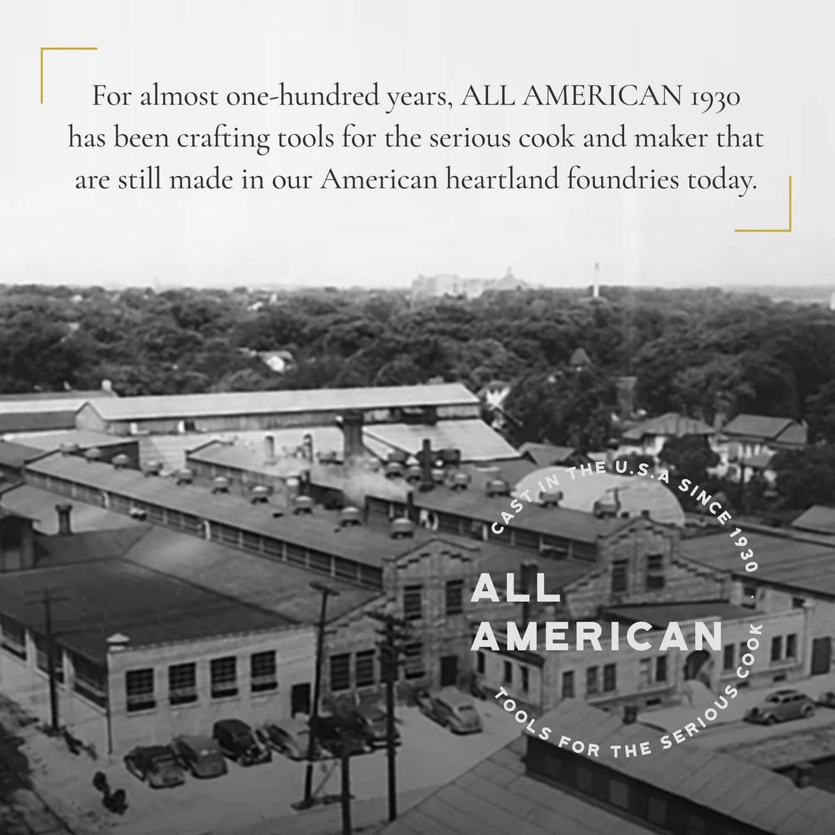 All American 1930 manufacturing facility building complex with equipment yards