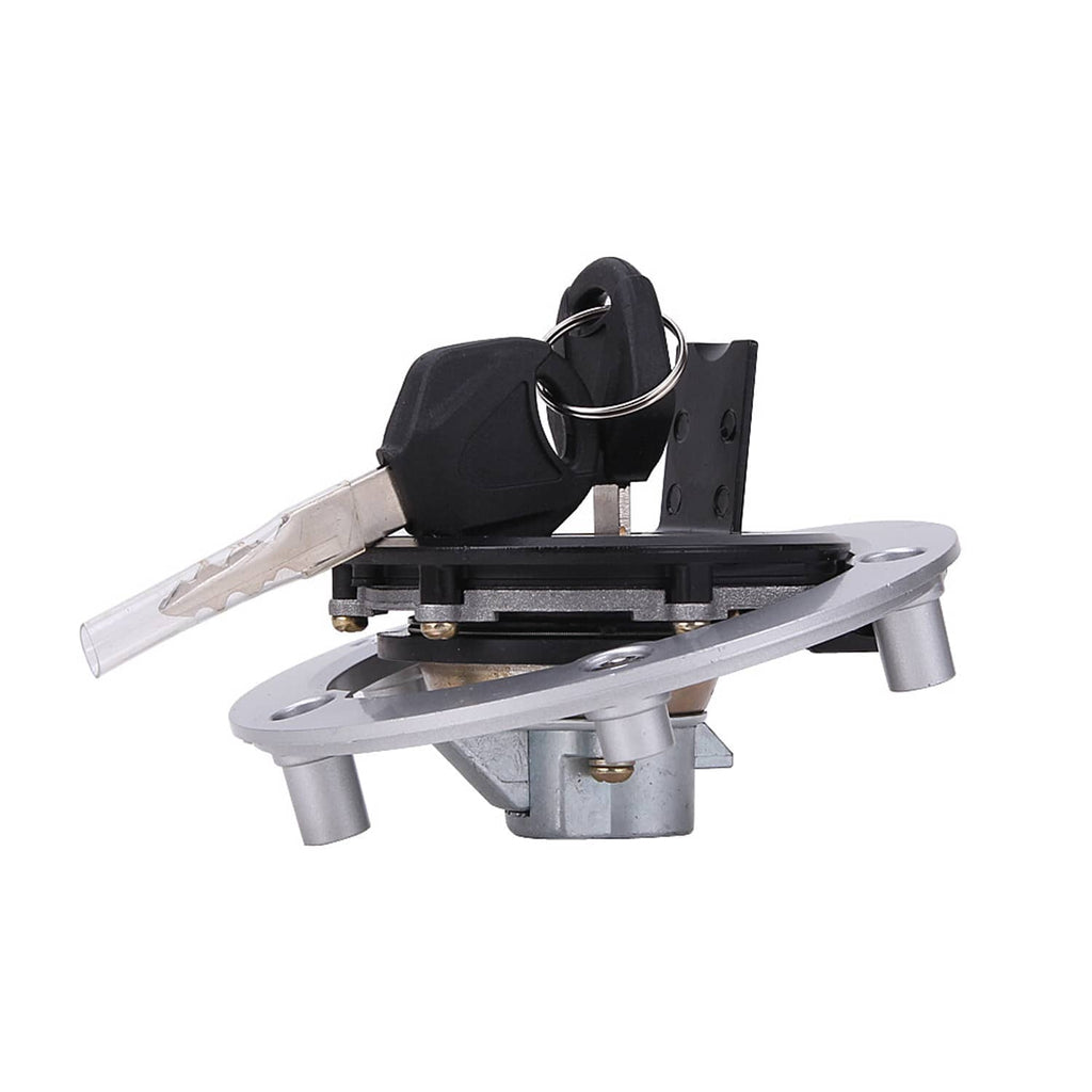 Fuel tank cap lock switch with two keys and metal base plate