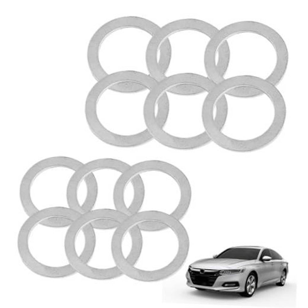 Set of 12 silver metal transmission drain plug crush washers, flat ring style