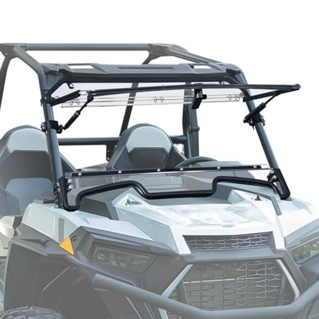 UTV full front windshield, clear panel with roll-cage frame and side brackets