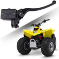 Black brake master cylinder with long lever, hydraulic reservoir housing