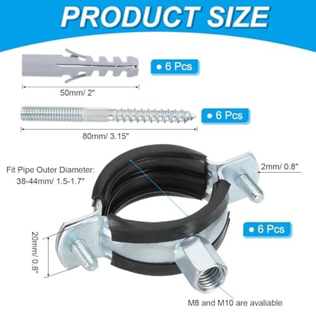 Black split ring pipe hanger clamp with galvanized hardware and adjustable screw