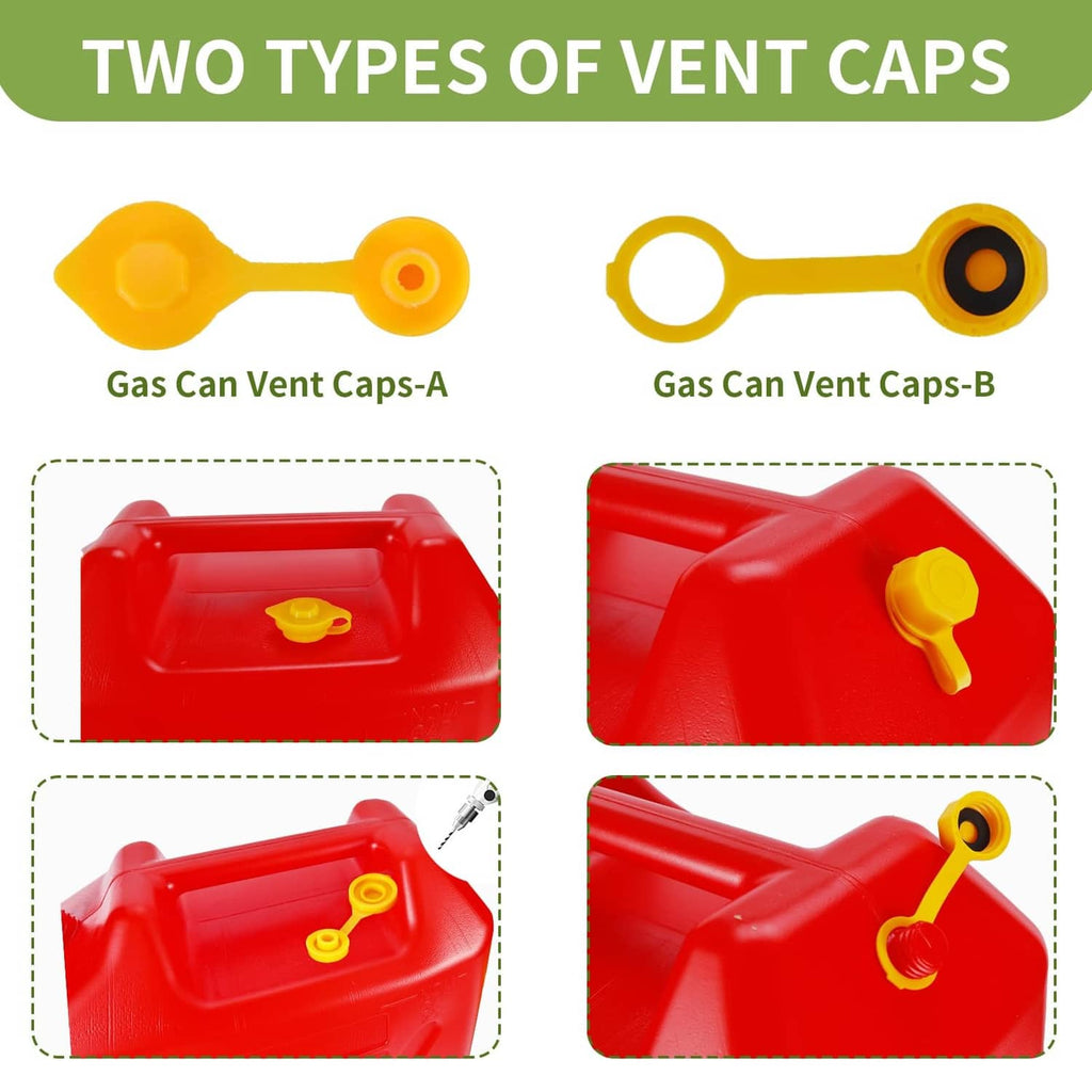 Two yellow gas can vent caps with sealing ring