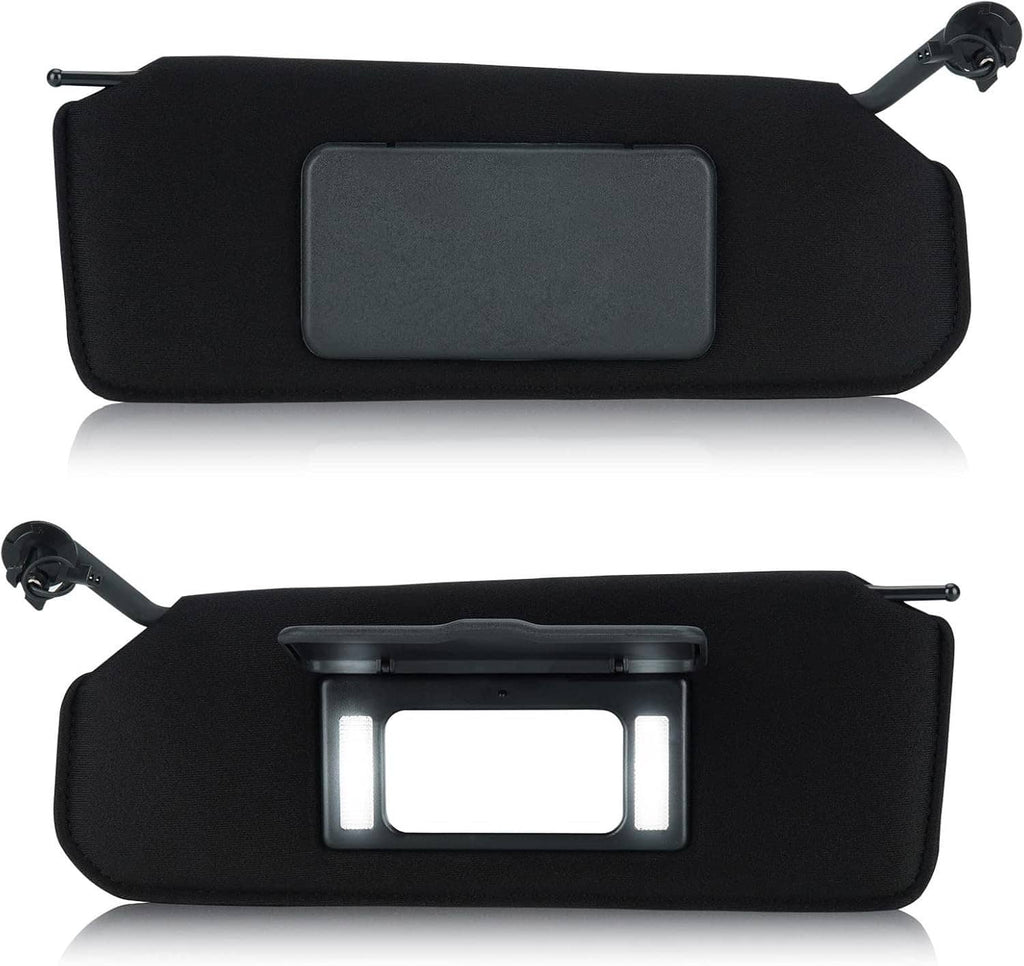 Black sun visor shade with central tinted window and mounting arm hardware