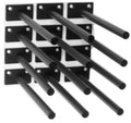 Black steel floating shelf brackets with attached mounting plates, 8-inch bars