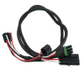 Headlight wiring harness pigtail adapter with black housing and green-ring plugs