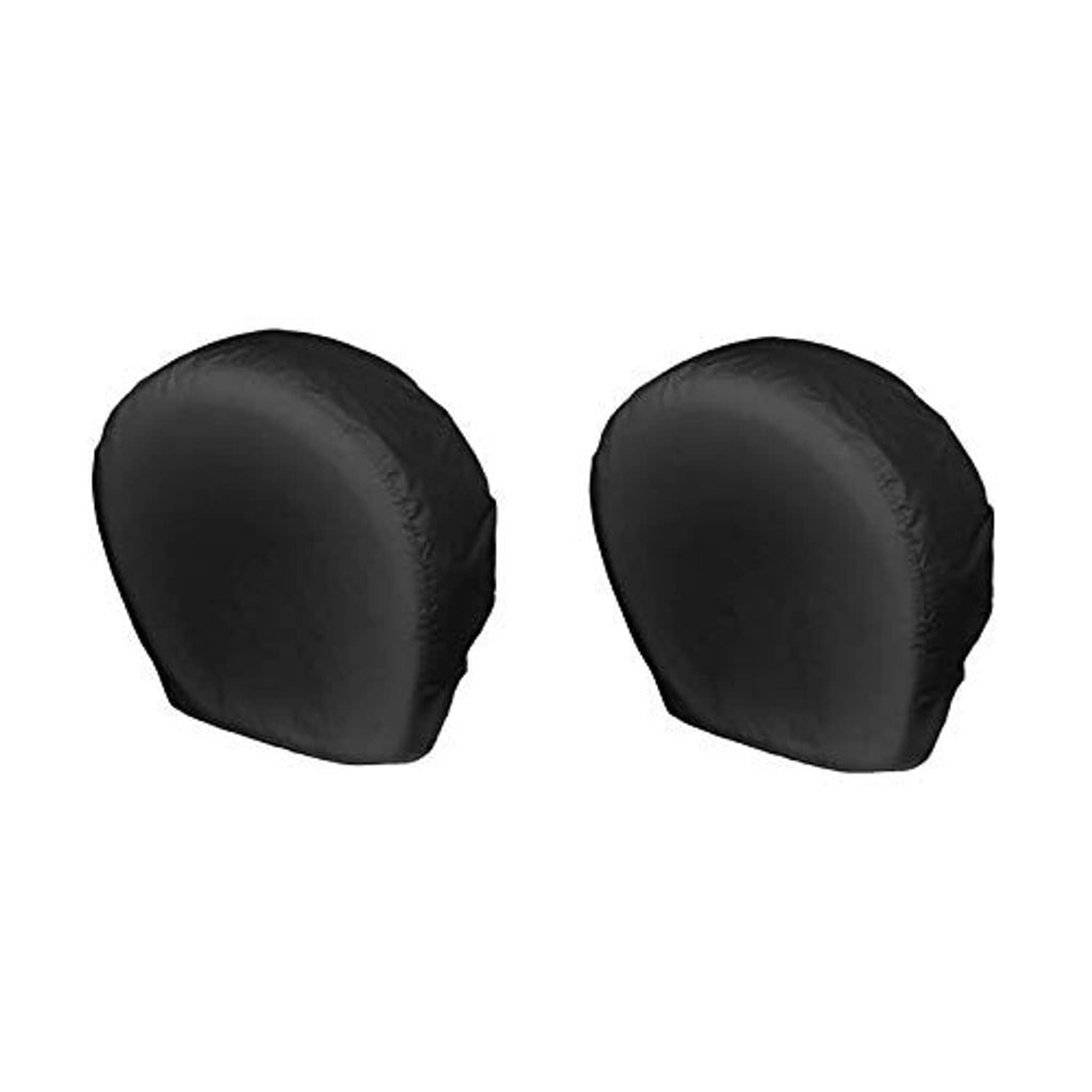 Two black tire wheel protector covers, rounded cap covers for wheels