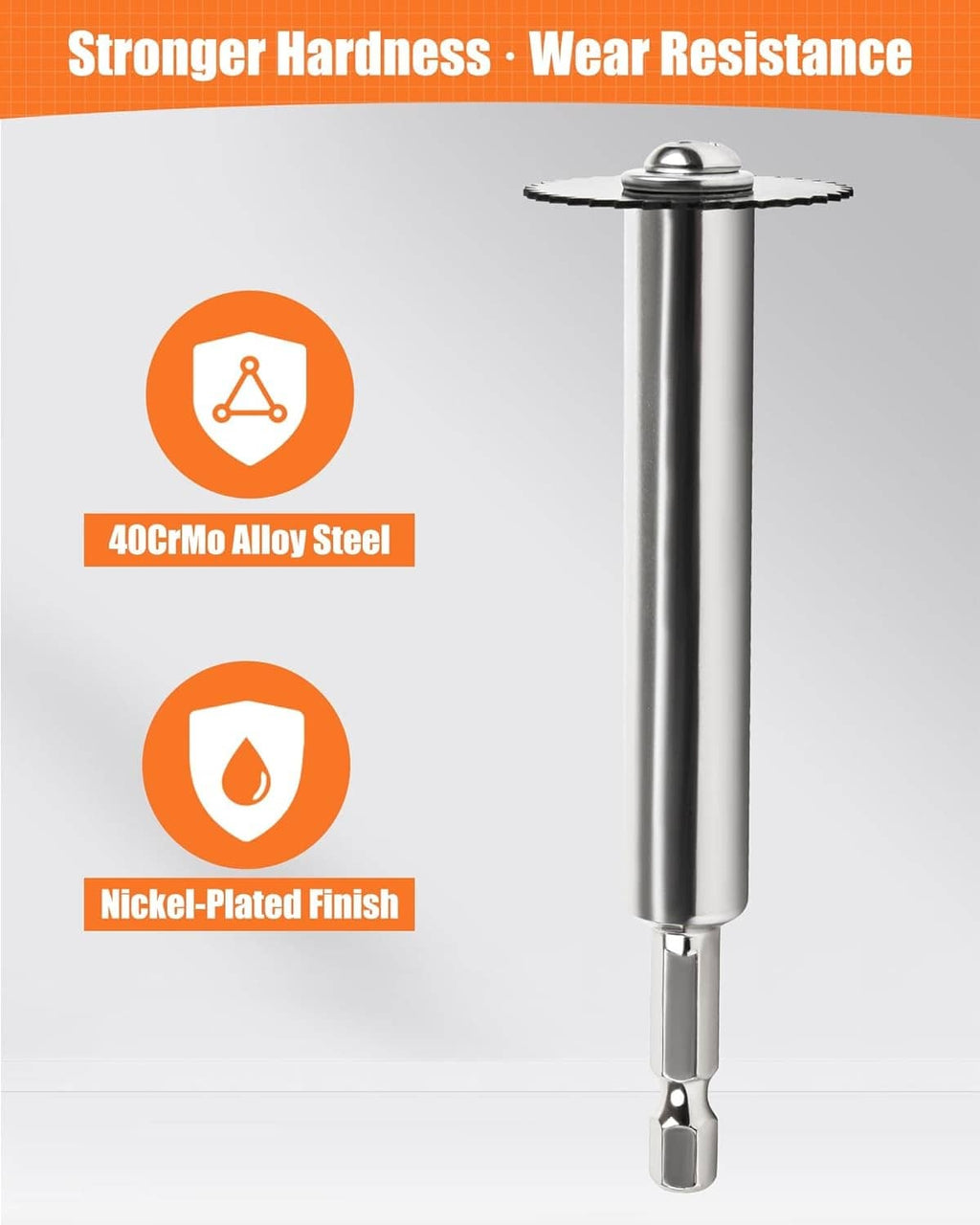 Inside pipe cutter body with nickel-plated finish and top guide, for PVC drilling
