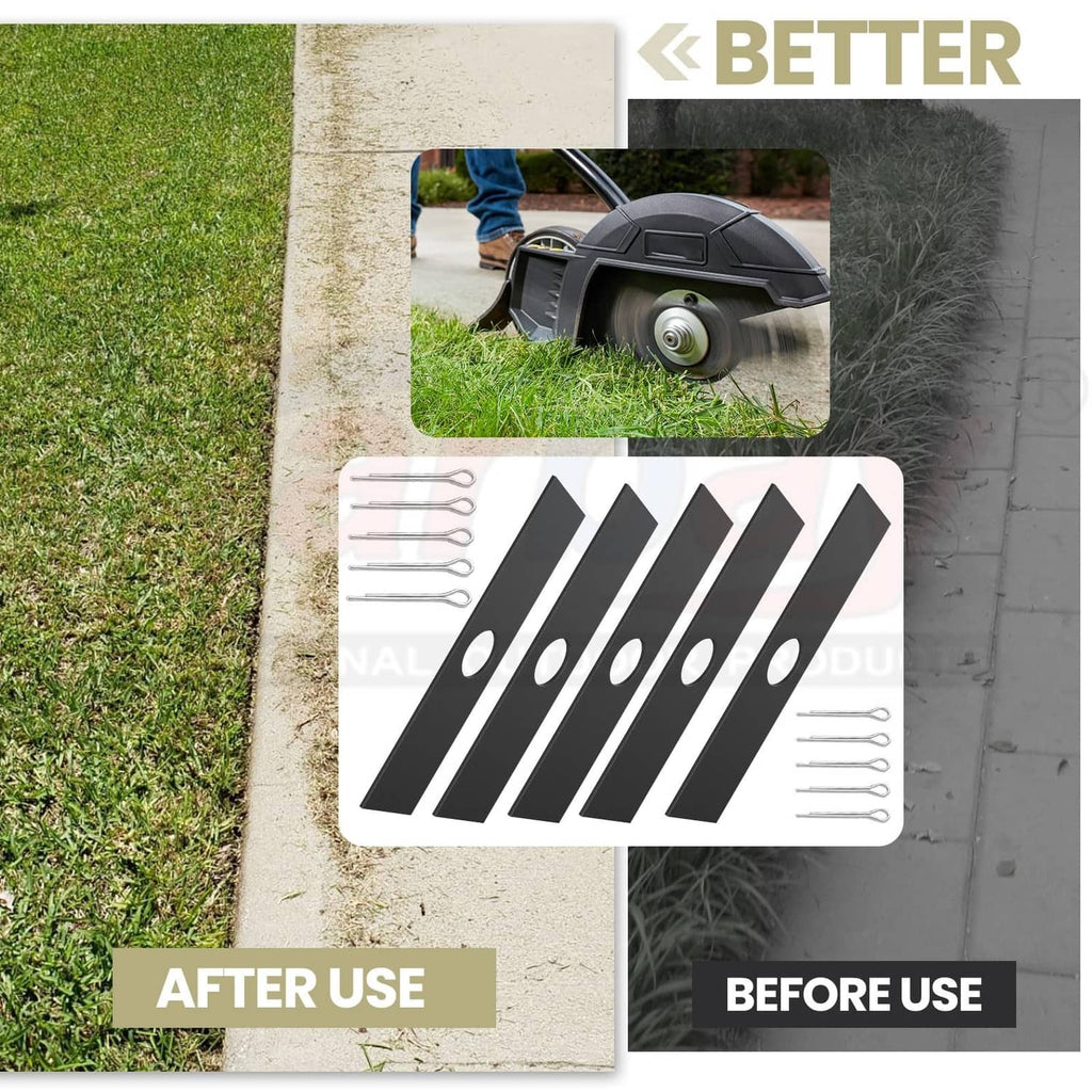 Multiple black edger blades with oval holes for lawn edging replacement