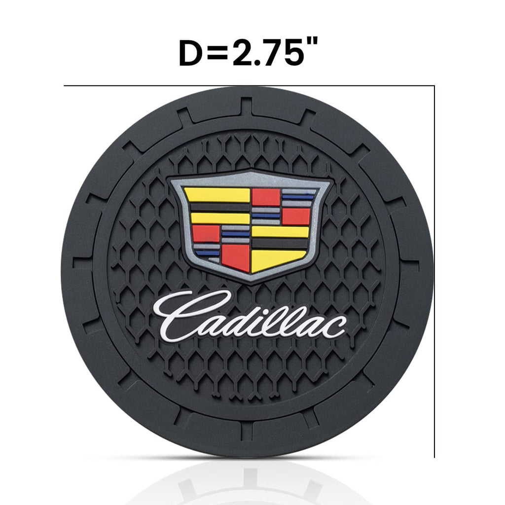 Black silicone coaster with Cadillac crest logo, 2.75 in diameter