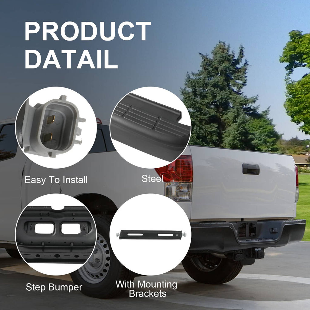 Black step bumper assembly with mounting brackets and installation hardware