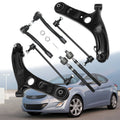Front suspension control arm ball joint kit with tie rod and sway link, black steel