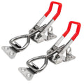 Adjustable stainless steel toggle latch clamp, red anti-slip handle, hook latch