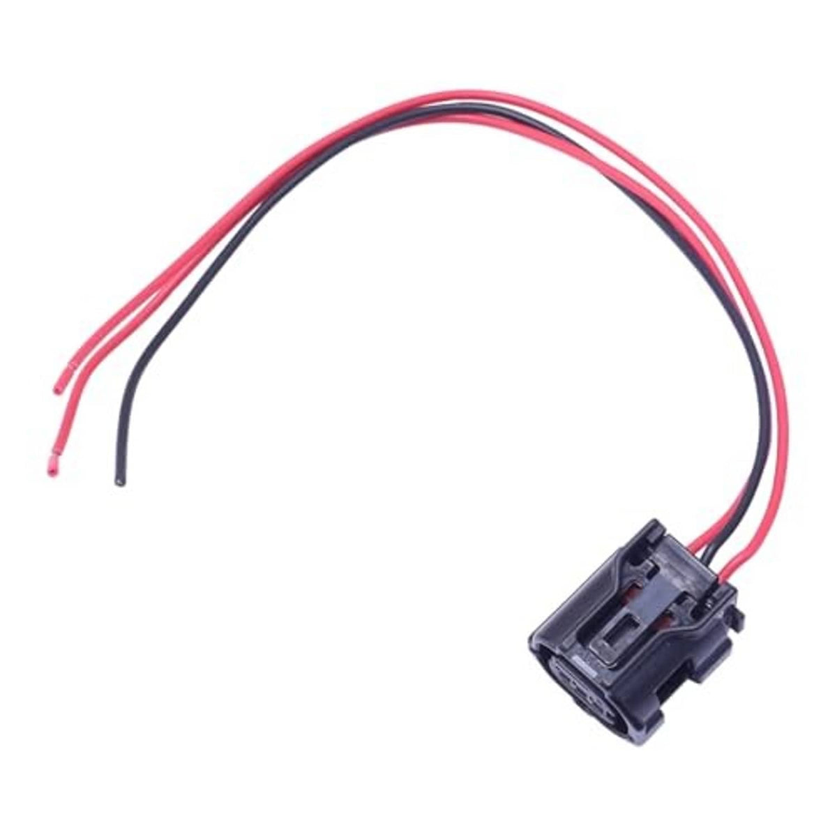 Camshaft position sensor pigtail connector with red/black wires and 2-pin plug