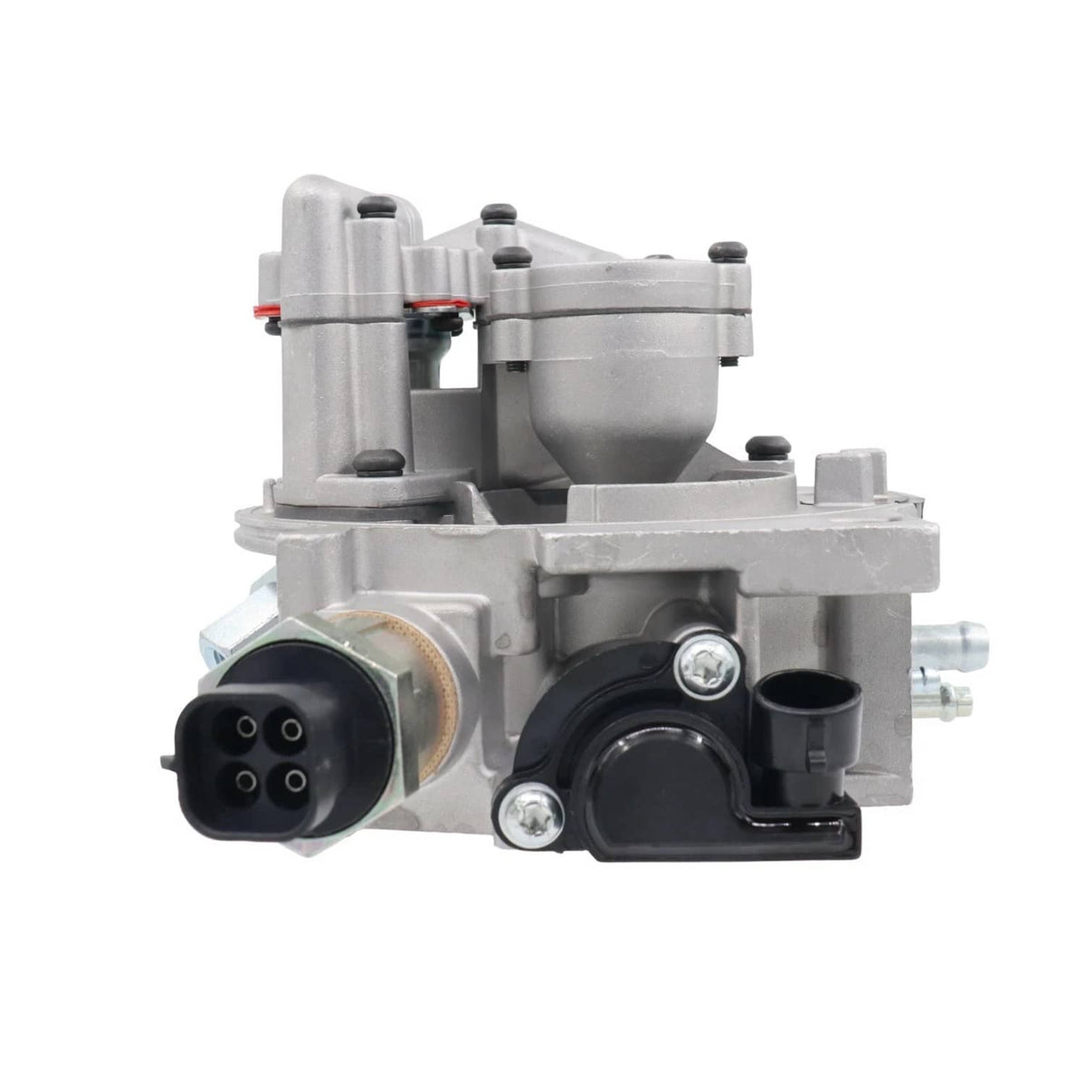Throttle body assembly with ports, silver housing and black electrical connector