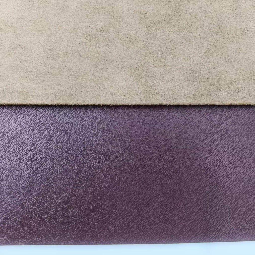 Brown leather sheet with tan suede lining visible at the layered edge