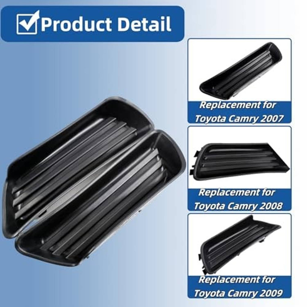 Black replacement fog lamp light cover, vented grille design with mounting tabs