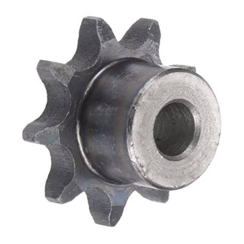 Steel chain sprocket with 9 teeth and round bore, dark gray finish