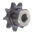Steel chain sprocket with 9 teeth and round bore, dark gray finish