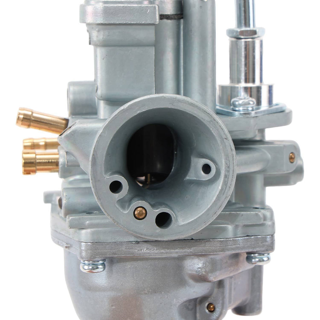 Carburetor throat opening with mounting holes and gold fittings