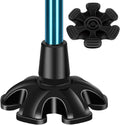 Black self-standing rubber cane tip with four-prong gripping base for stability