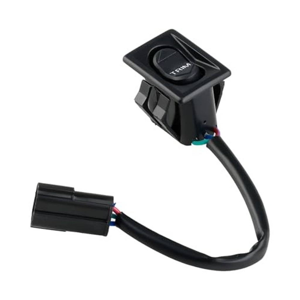Black trim tilt control switch with circular rocker and wire connectors