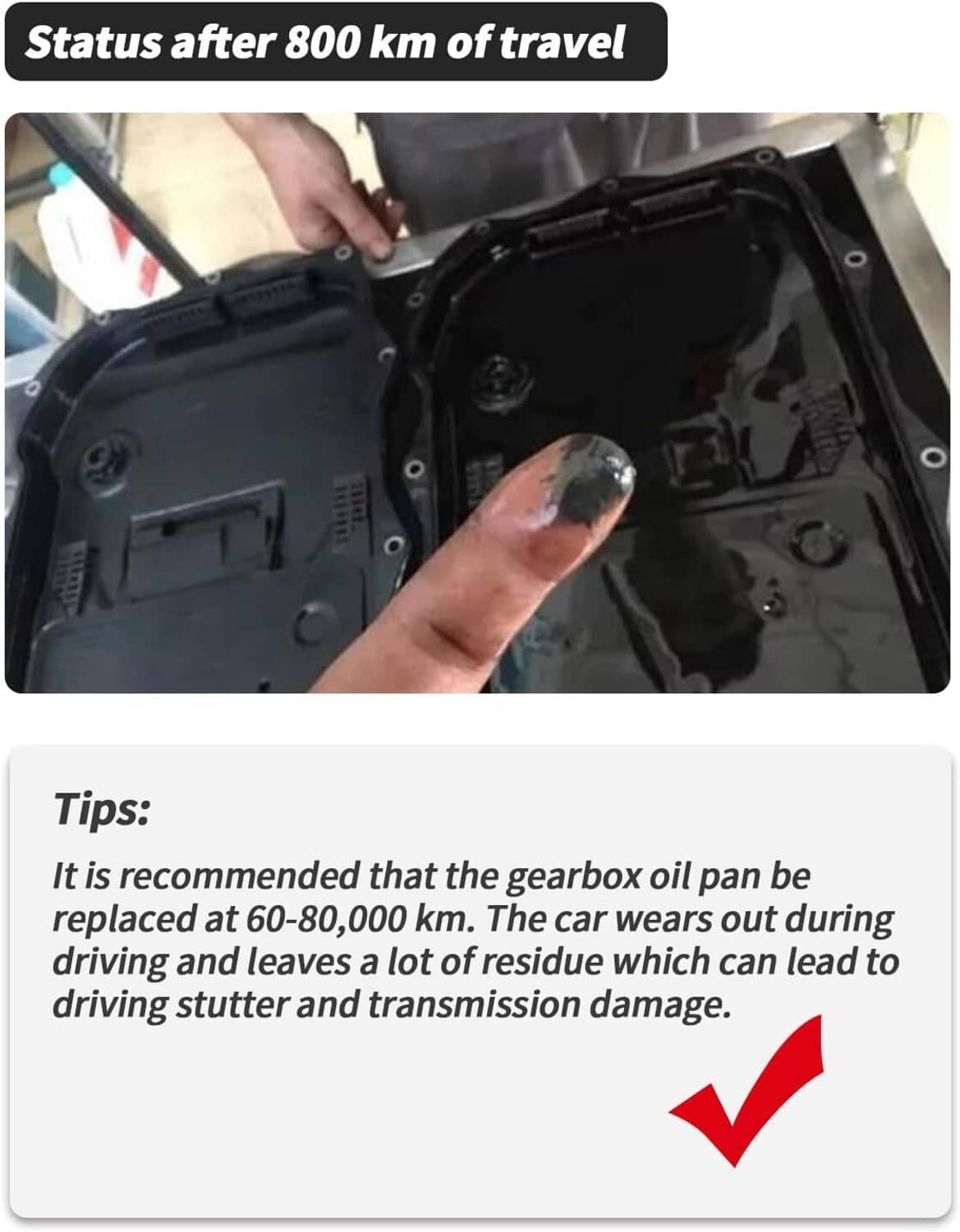 Technician installing black transmission oil pan, hand near fastener points