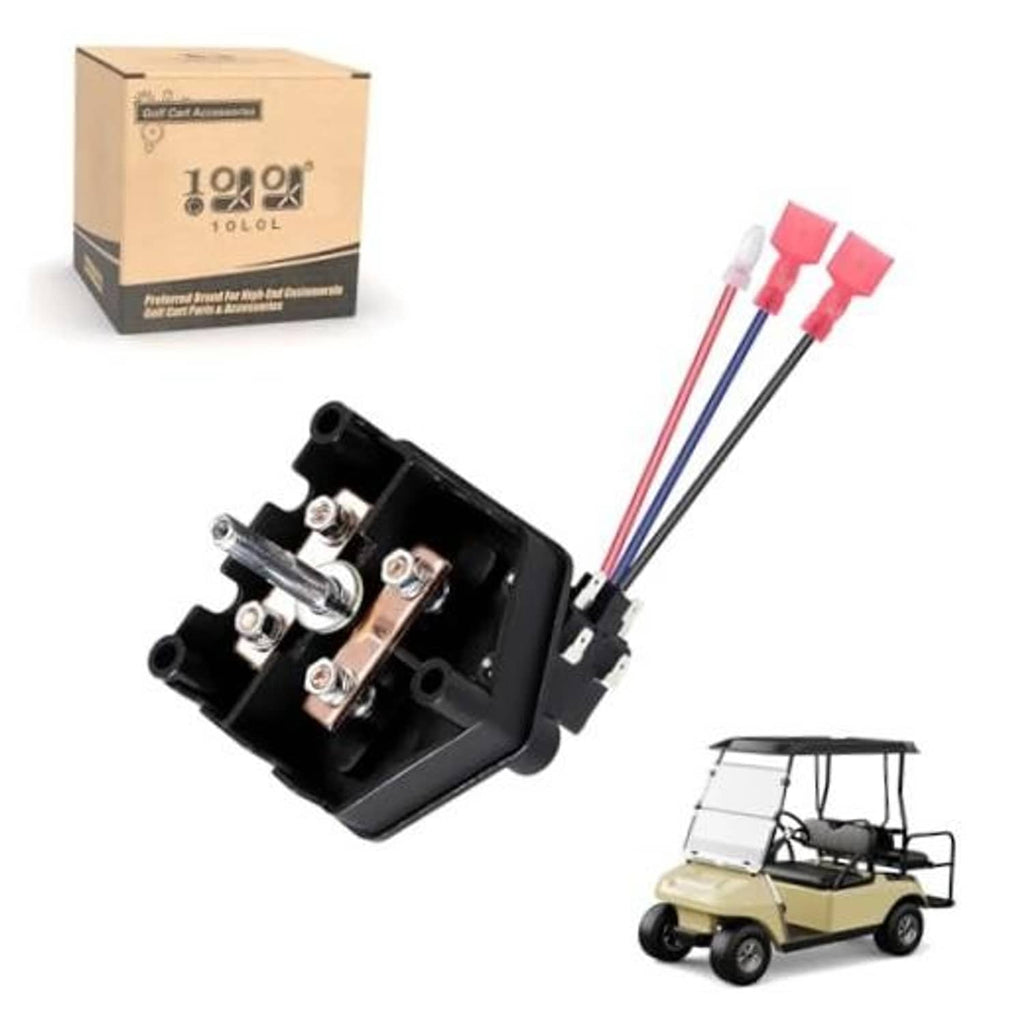 Golf cart forward and reverse switch assembly with wire leads and terminal posts