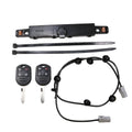 Remote car start RPO kit module, two key fobs, and wiring harness with connectors