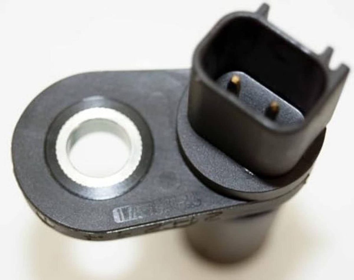Camshaft position sensor with metal mounting base and black plug with gold contacts