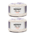 Bernat Baby Blanket stripes yarn cakes, white with lavender striped bands (2-pack)