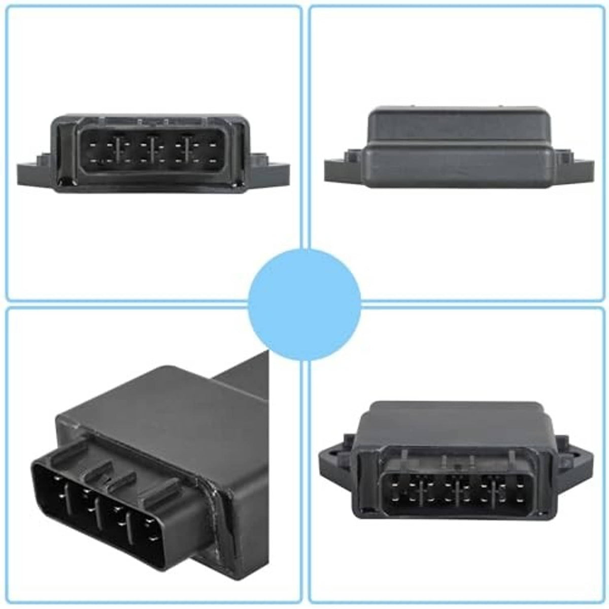 Black CDI ignition control module with multi-pin connector and mounting tabs