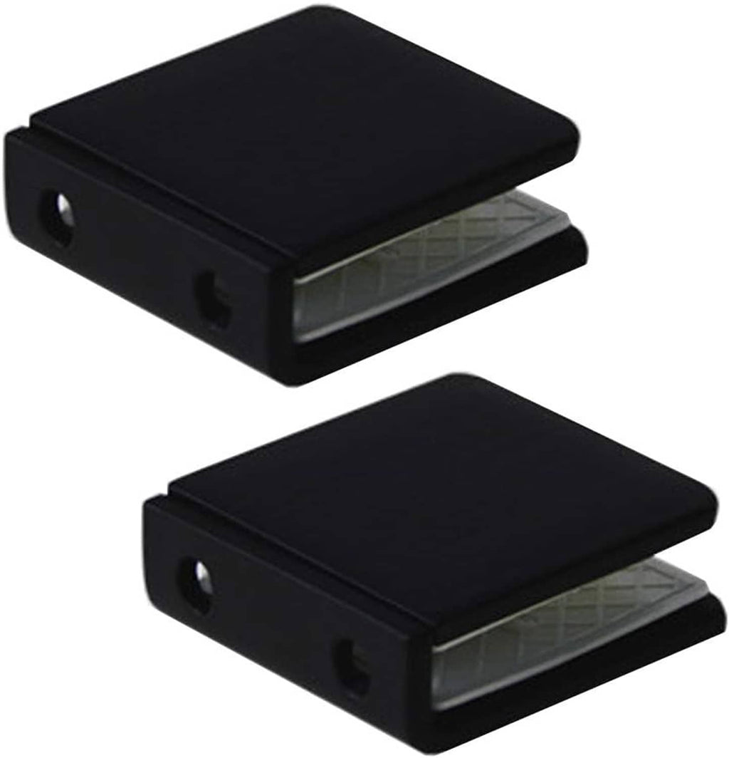 Black square frameless glass clamp connector, two-piece set with clear insert