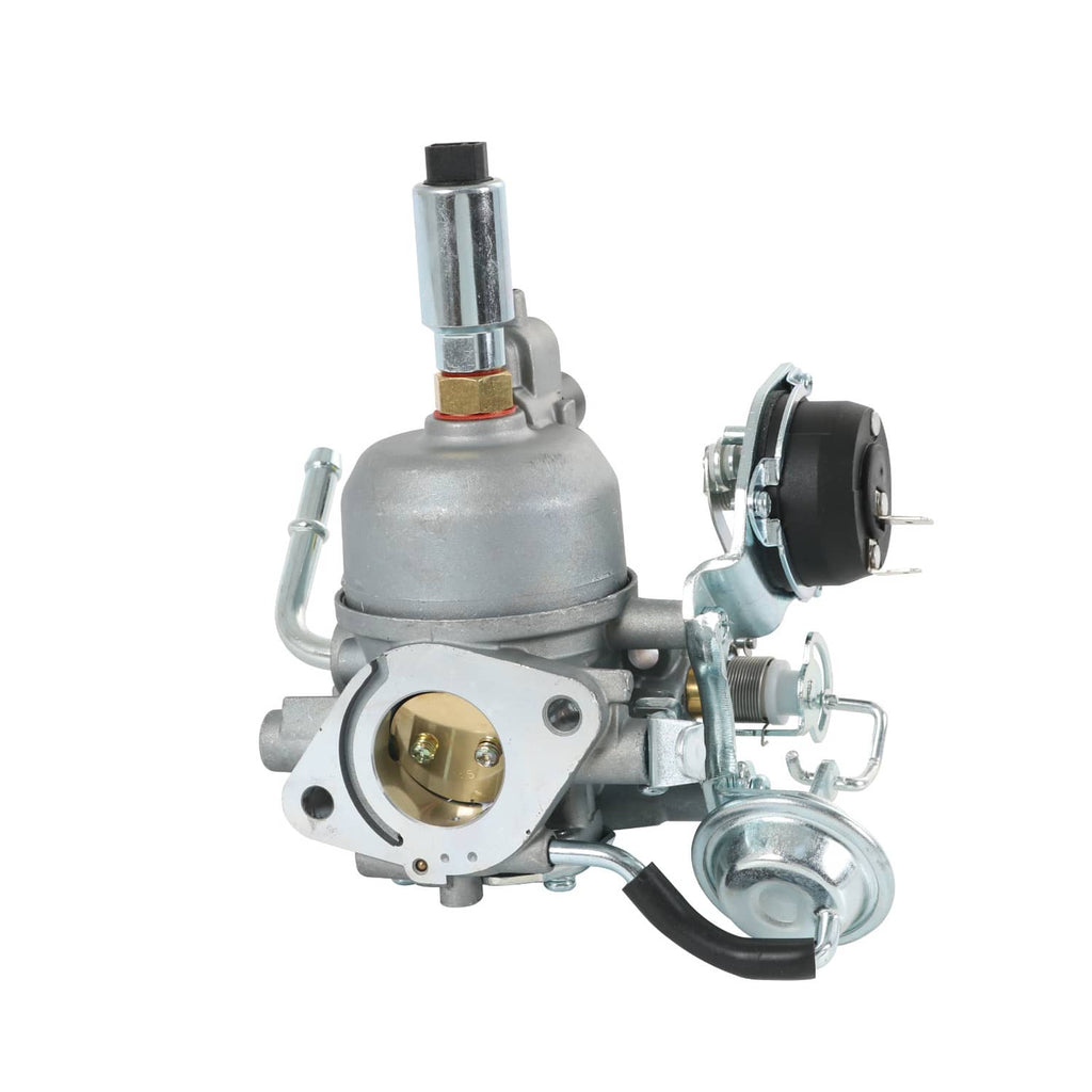 RV generator carburetor with mounting flange, fuel inlet, and attached gasket