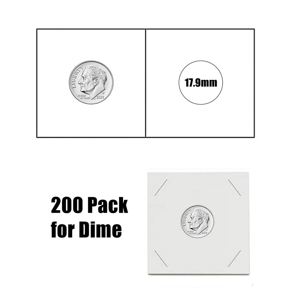 2x2 coin flip holder with a dime coin and 17.9mm size reference circle