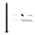 Black cable railing post with angled holes and included mounting accessories, 42 in height
