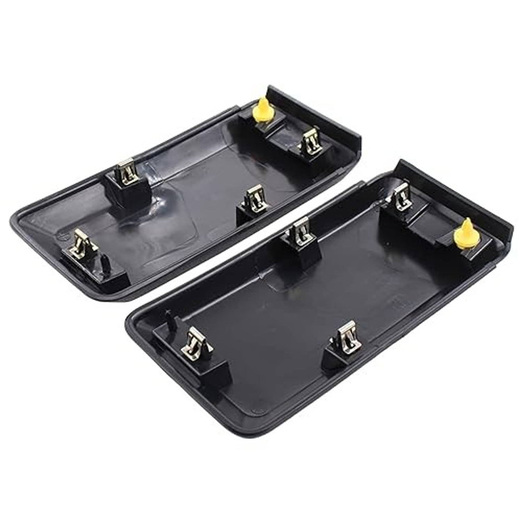 Black trim end covers underside set with mounting clips and yellow alignment tabs