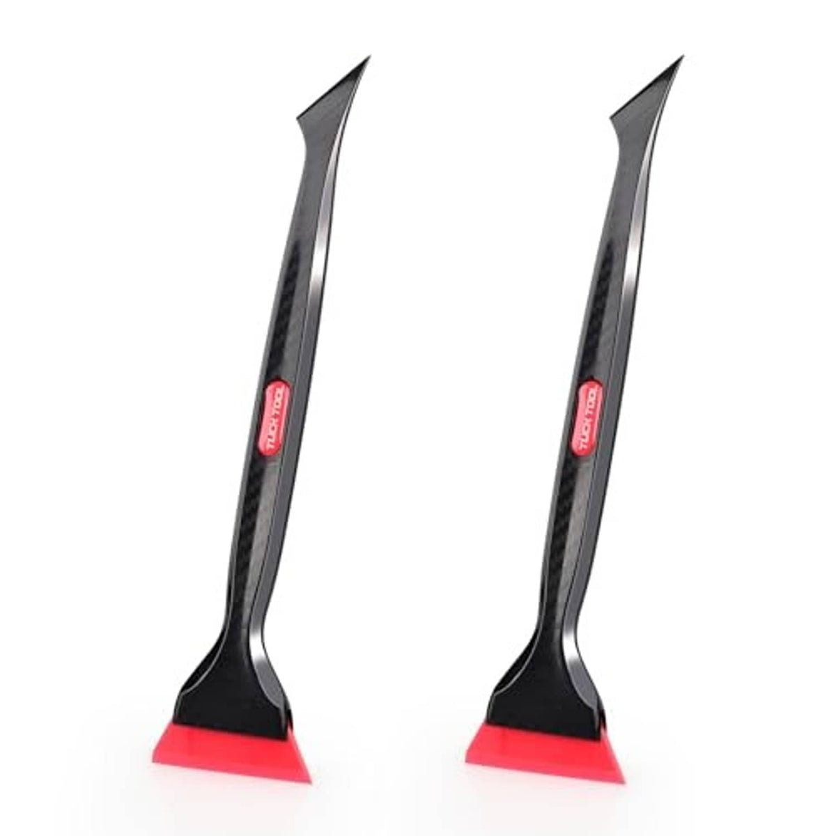 Dual head window tint squeegee tool set, black blades with red rubber edges