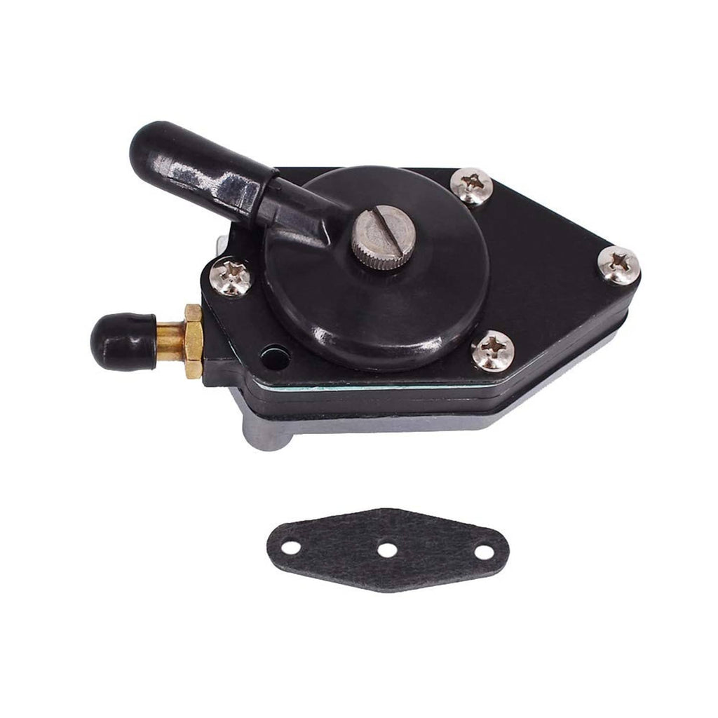 Black outboard fuel pump with mounting bracket and gasket plate