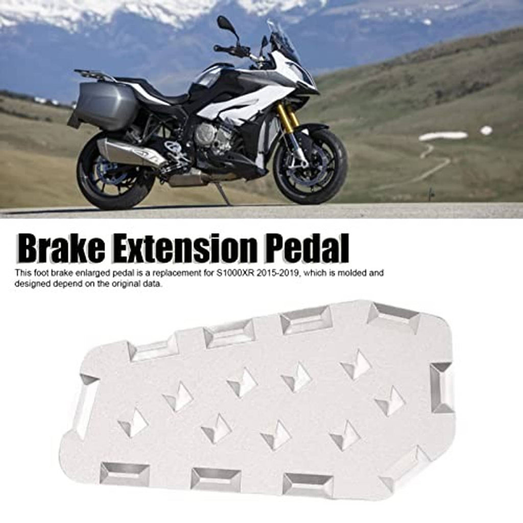 Silver foot brake extension pedal with knurled diamond traction texture