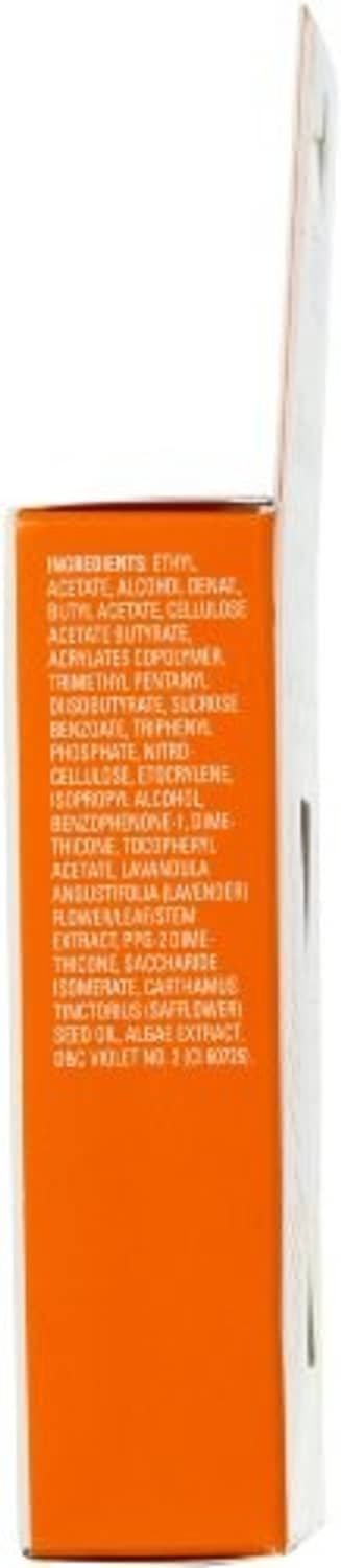 Side view of clear nail top coat bottle showing tall bottle profile