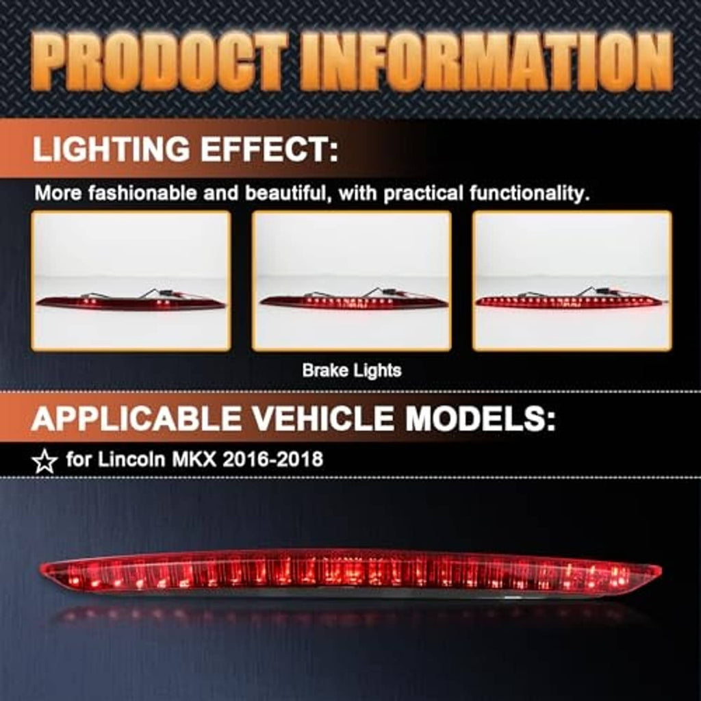 Red LED third brake light replacement bar with segmented lens detail