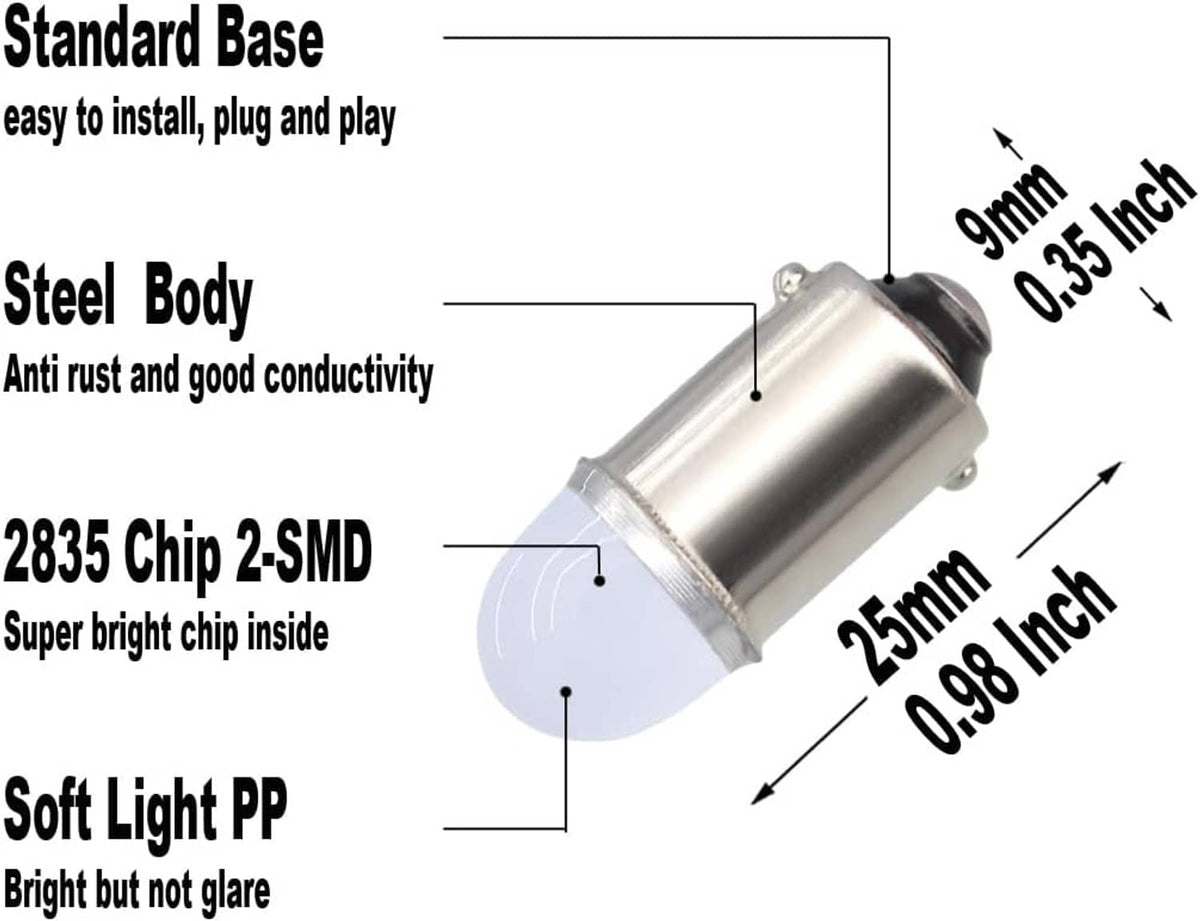Steel-bodied car LED bulb with 2835 chip, compact 2-SMD design