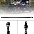 Black front prop drive shaft with metal ends and coupler joints, 65 in length