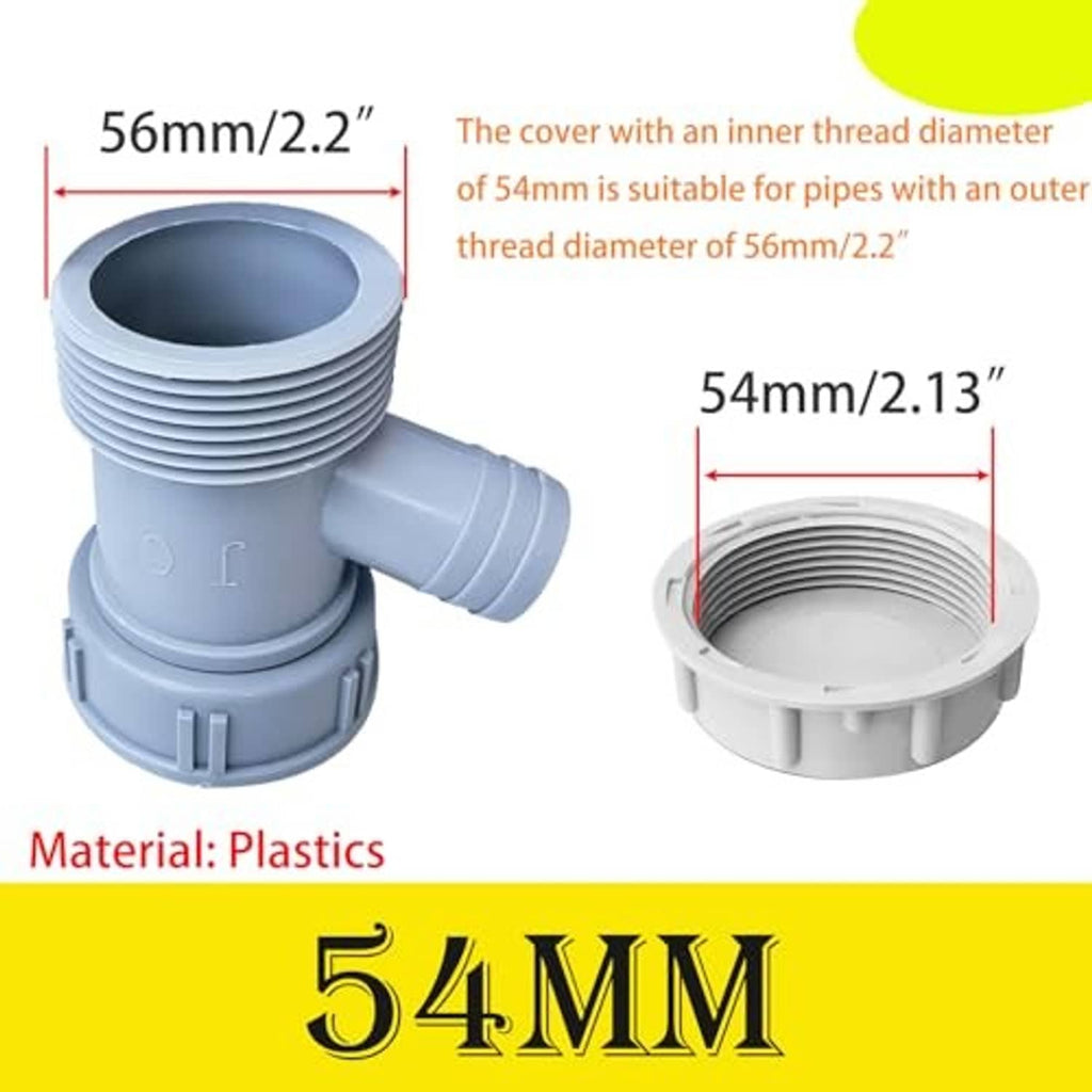 White PVC threaded end cap with attached stub pipe and round snap-on cover