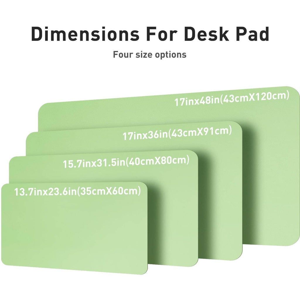 Green desk pad protector size options: 13.7x23.6 to 17x48 in