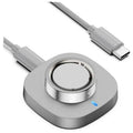 Grey charging dock with metal ring contact and USB-C cable connector