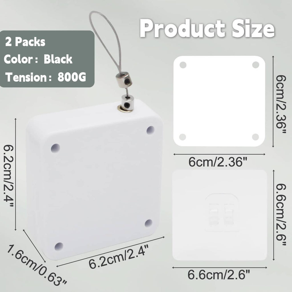 White automatic door closer plate with mounting holes and hanging tether cord