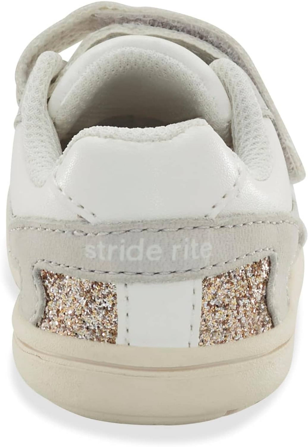 Kids sneaker heel with cushioned collar and glittery side stripe detail